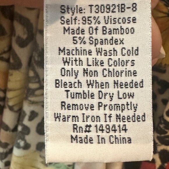 Johnny Was Sandra Multicolor Butterflies Floral Tiered V-Neck Dress 3/4 Sleeve - Picture 5 of 9